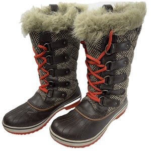 Sorel Tofino Tall Winter Boots‎ Waterproof Size 8 Herringbone Quilted Lace Up